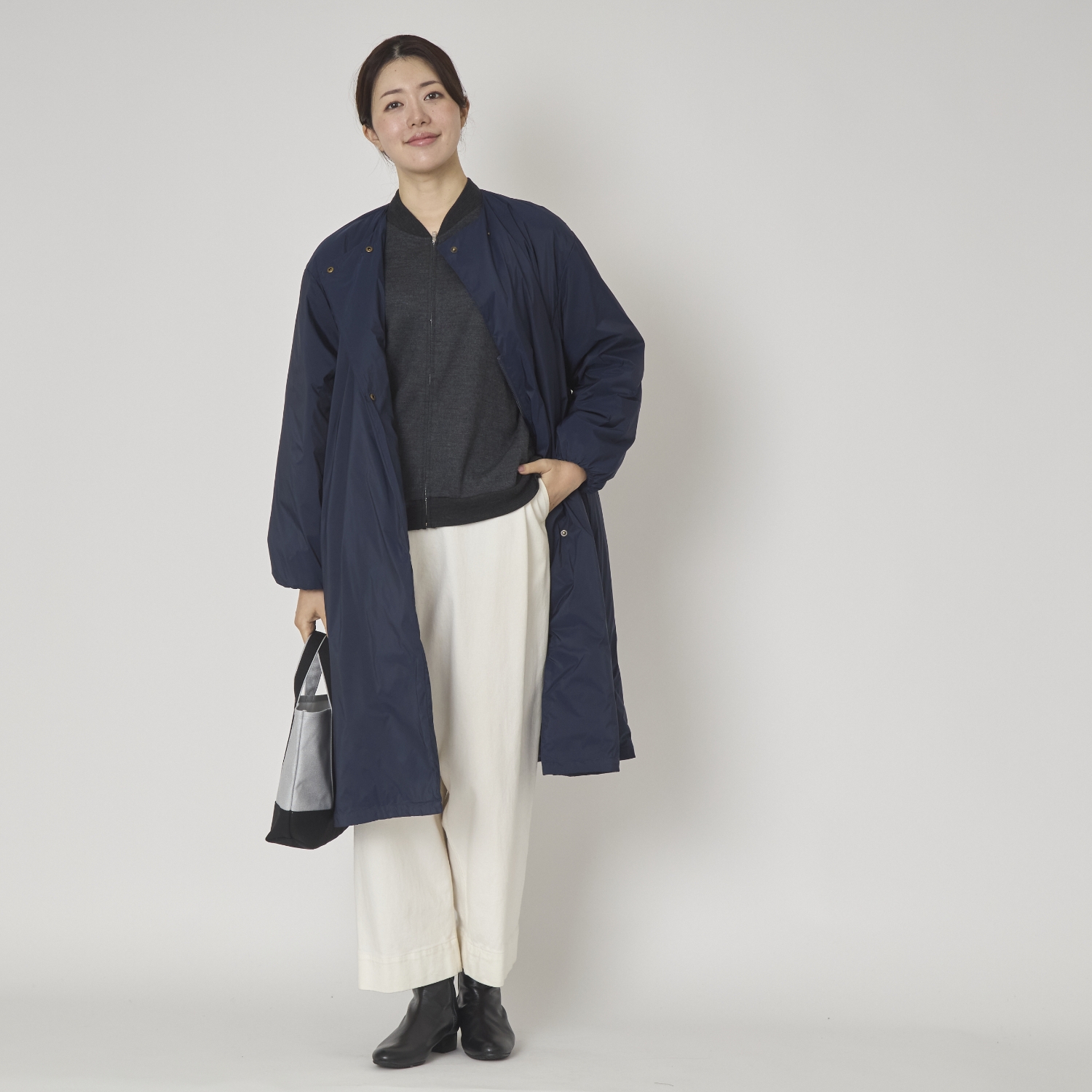 sohi/ウォッシャブルウール天竺ジップアップカーデ